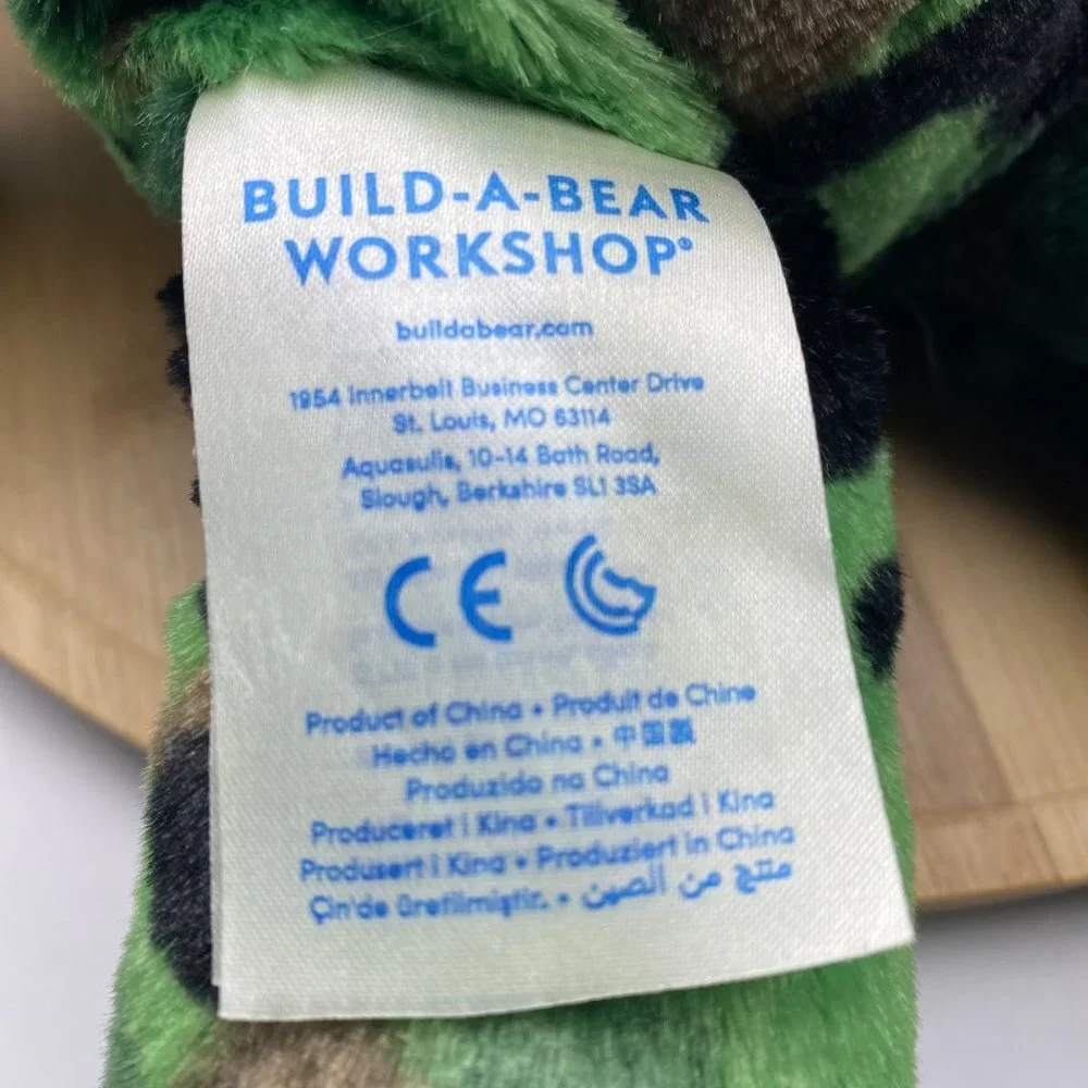 Build-A-Bear Army Camo Camouflage Green Stuffed Teddy Animal‎ Toy BAB Plush 2017